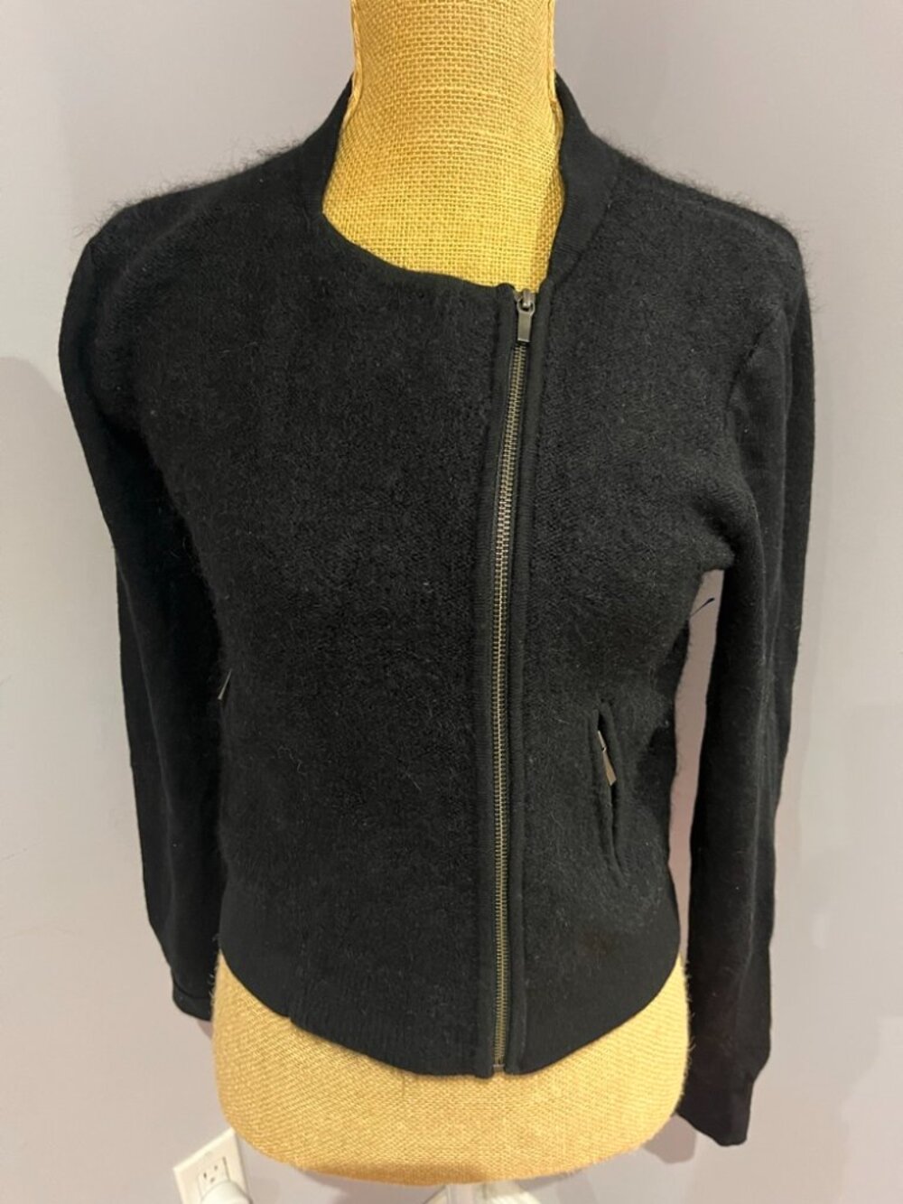 Banana Republic Heritage Italian Yarn Alpaca Wool Moto Jacket Sweater XS